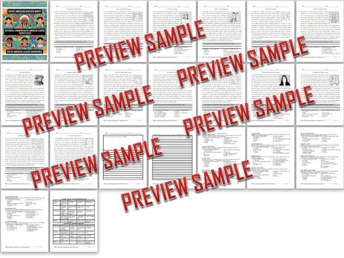 Native American Heritage Month Biographies U.S. | Historical & Modern | 22 Pages