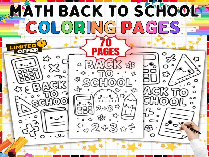 Back to School Math Coloring Pages | 70 Sheets | First Week Math Activities
