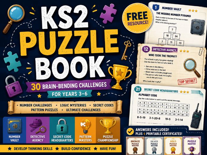 KS2 Puzzle Book | 30 Brain-Bending Challenges for Years 3–6