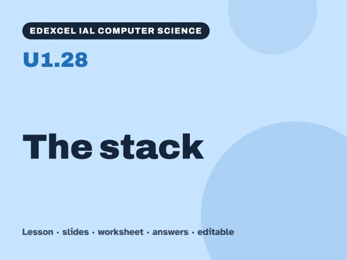 Edexcel IAL Computer Science – U1.28 The stack – Lesson & Worksheet