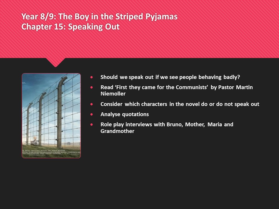 The Boy in the Striped Pyjamas Chapter 15 Speaking Out Teaching