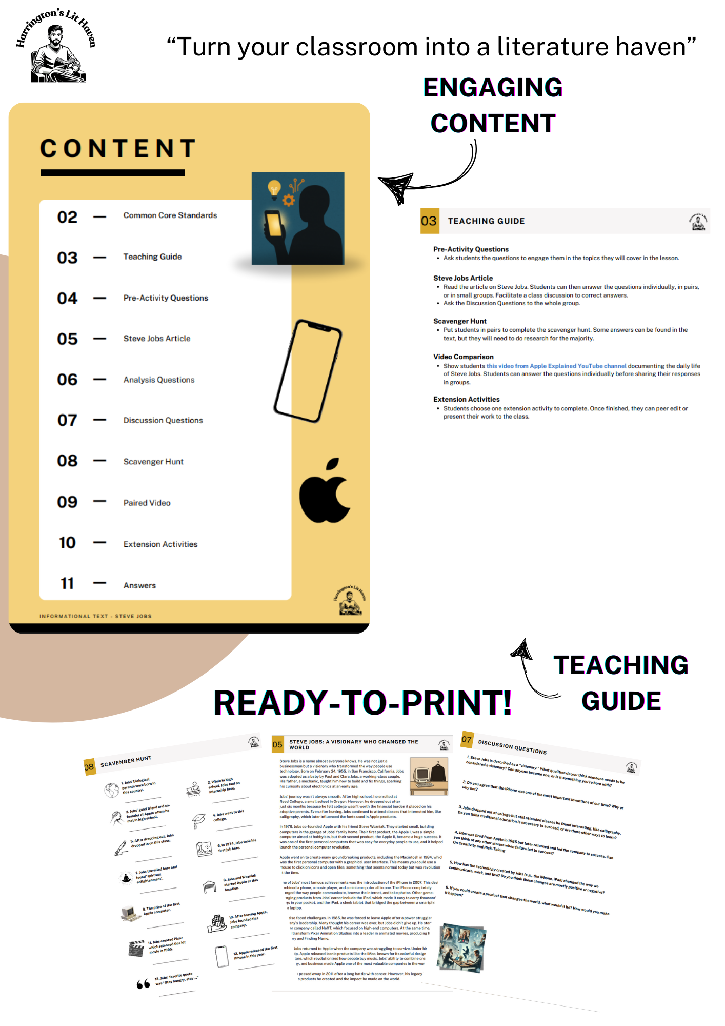 Jobs Informational Text Workshee Steve Jobs Informational Text - Worksheets, Article, Video, Scavenger ...