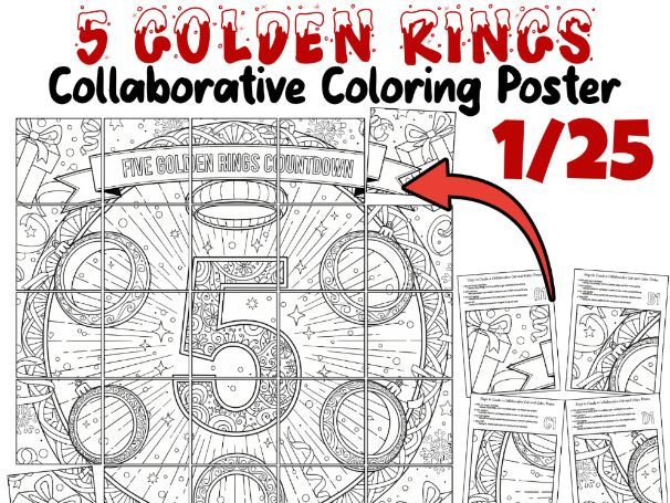 5 Golden Rings Collaborative Poster | 12 Days of Christmas Countdown Art
