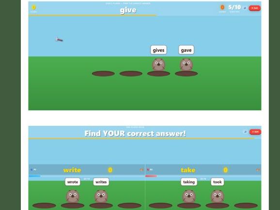 Grammar Mole Interactive Verb Game