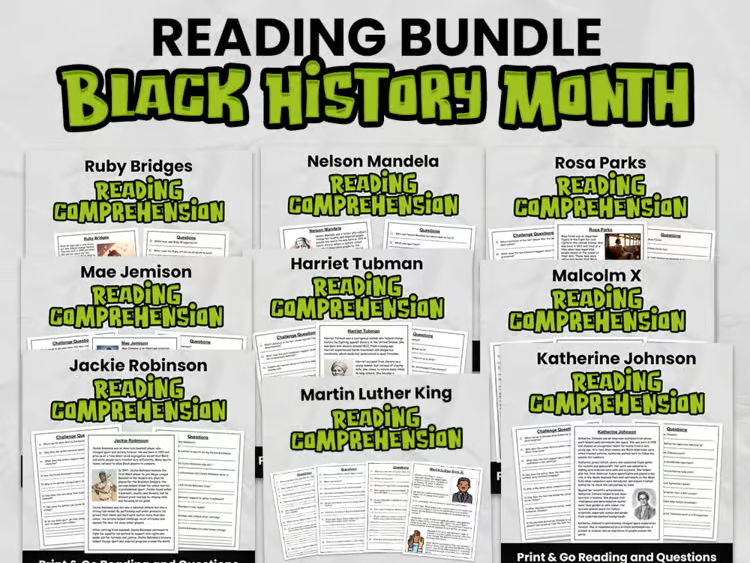 Black History Month Reading Comprehension Bundle | Informational Texts Gr3-5