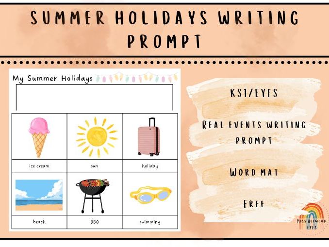 My Summer Holidays Writing Activity & Picture Word Mat | EYFS KS1 Back to School