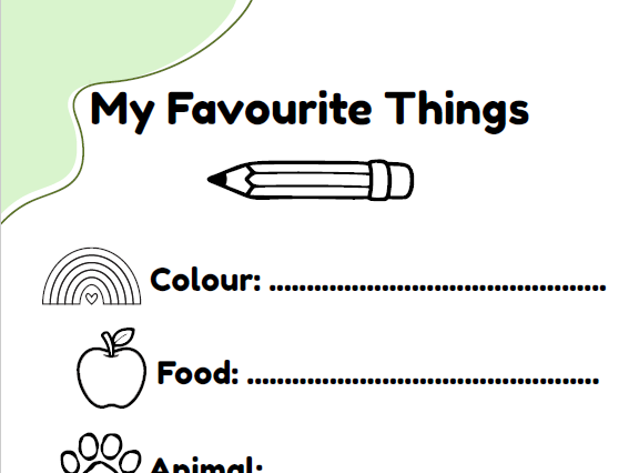 My Favourite Things Worksheet | Reception Transition Activity | EYFS