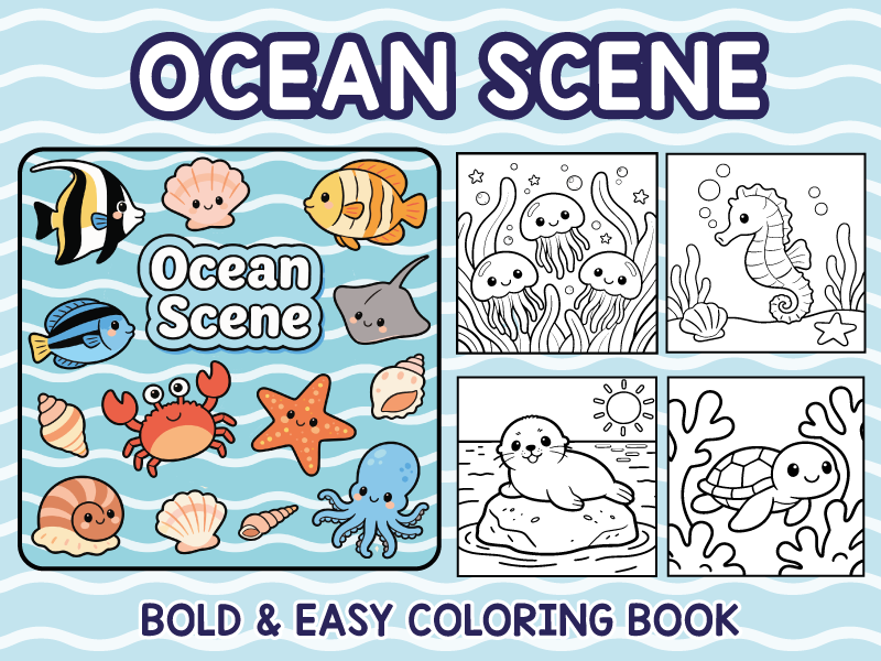 Bold and Easy Ocean Scene Coloring Pages