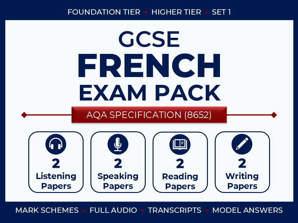 AQA GCSE French (2026) – Foundation & Higher Exam Pack (Set 1)