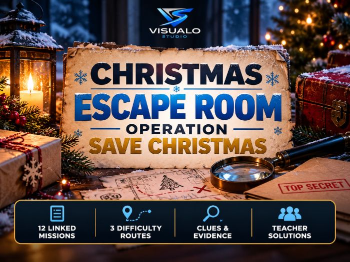 Christmas Escape Room: Operation Save Christmas | KS3 Cross-Curricular | 12 Missions