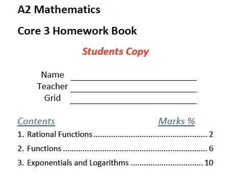 A Level Maths Core 3 Homework Booklet