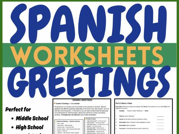 Spanish Greetings Worksheets | Saludos en Español | Secundaria