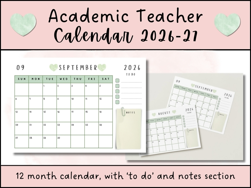 Teacher Academic Calendar 2026-2027 PDF