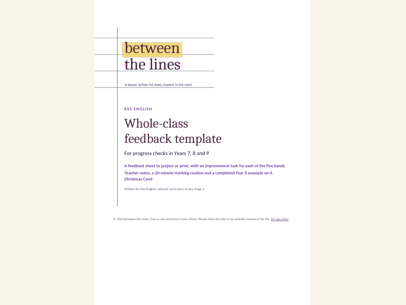 Whole-class feedback template for KS3 progress checks (free)
