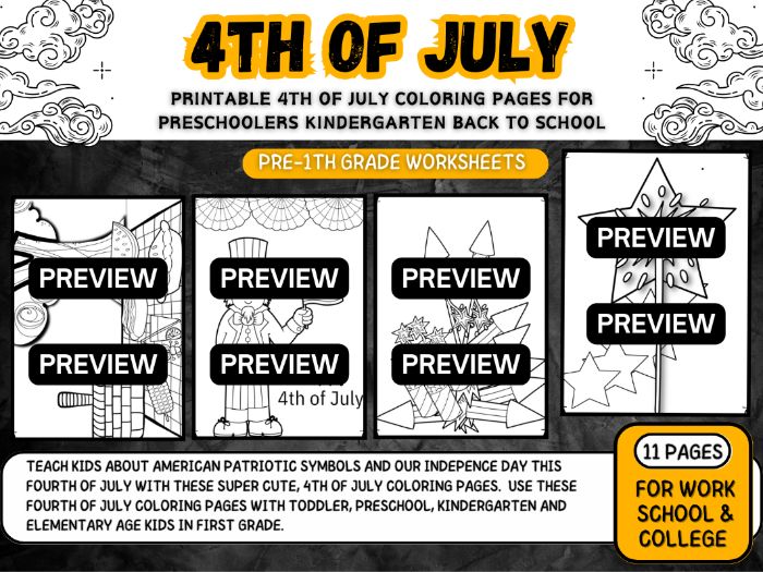 Printable 4th of July Coloring Pages free ressources for school
