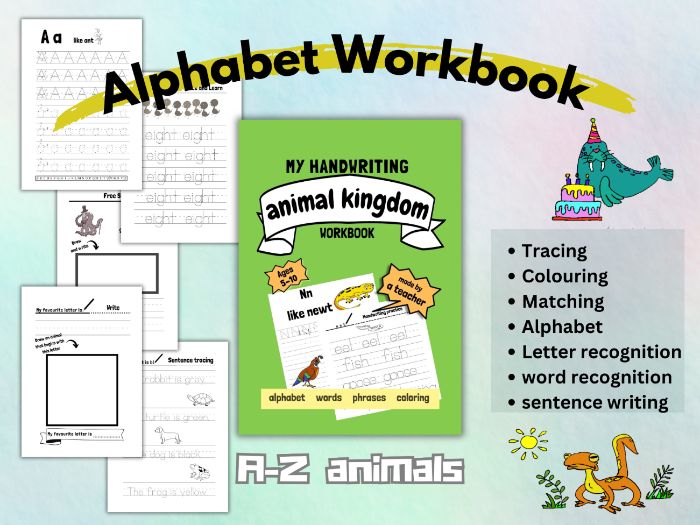 Alphabet & Handwriting Fun with Animals | ESL Learning Workbook
