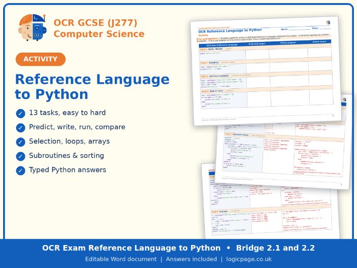 OCR Reference Language to Python Activity