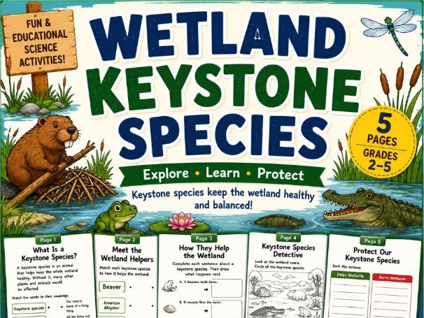 Wetland Keystone Species | Wetland Ecosystem Activities | Science Worksheets