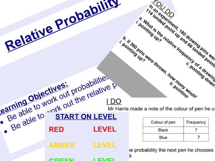 Relative Probability - FULL DIFFERENTIATED LESSON with ANSWERS and WORKSHEET