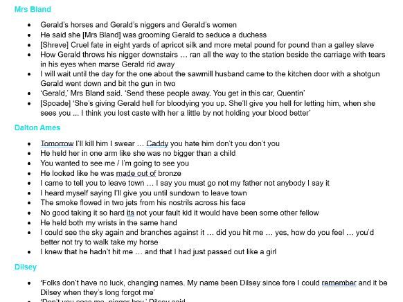 A-Level English Literature: THE SOUND AND THE FURY QUOTE BANK