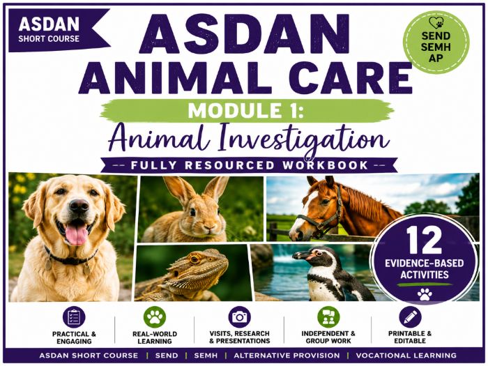 ASDAN Animal Care Short Course – Module 1: Animal Investigation (1A1–1A12)