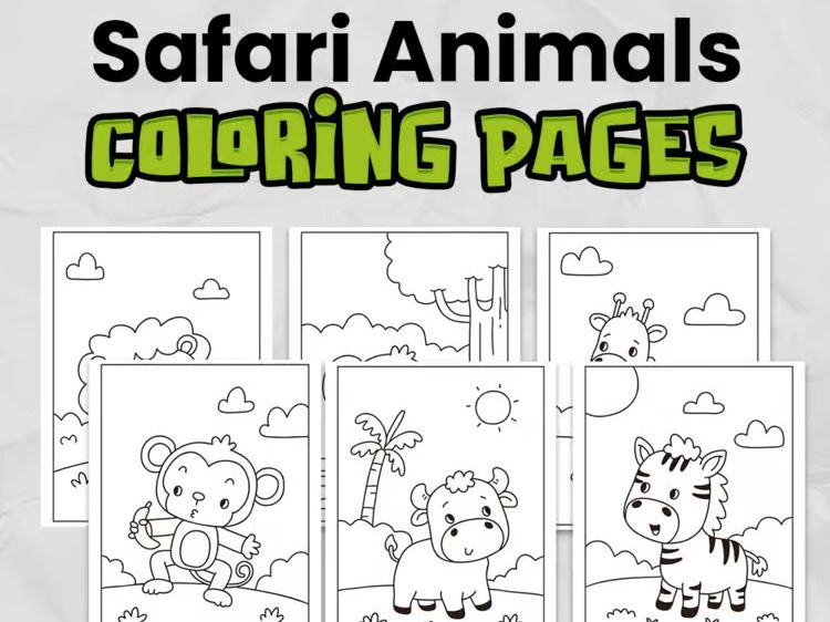 Safari Animal Colouring Pages | Wildlife Activity | Primary Printable