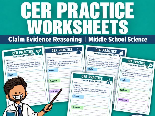 CER Practice Worksheets | Claim Evidence Reasoning | Middle School Science