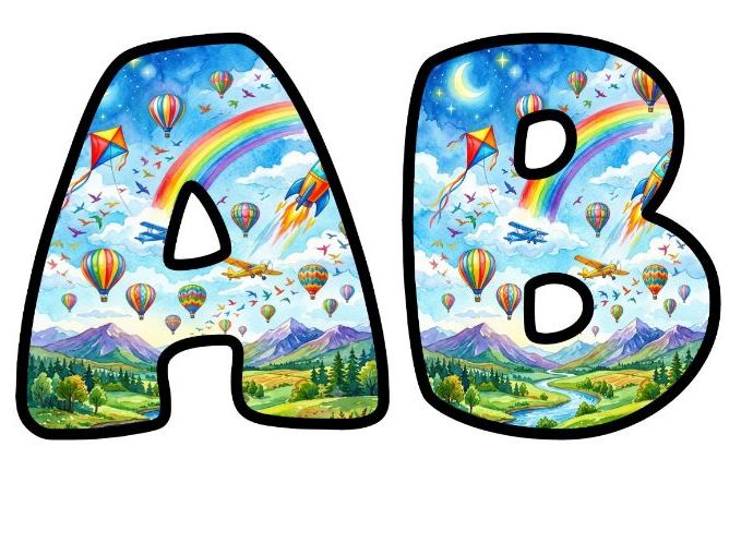 The Sky Is the Limit Bubble Letters | Motivational Bulletin Board Letters | Classroom Display Pack