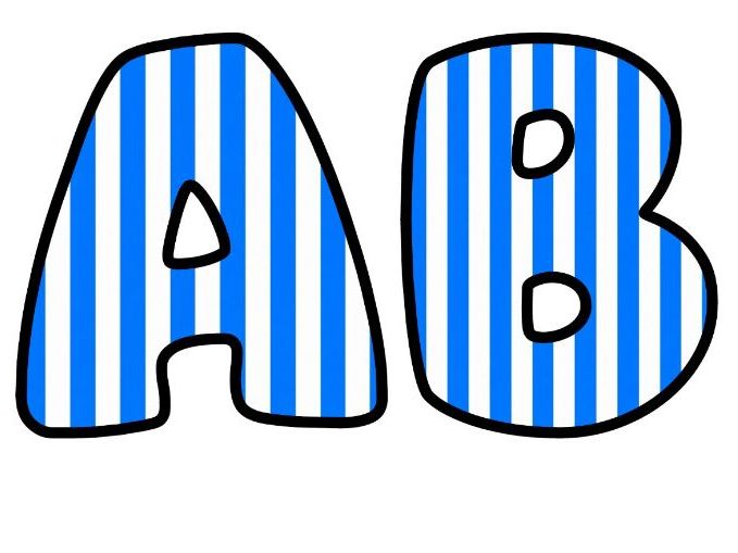 Blue Vertical Stripes Bubble Letters | Striped Bulletin Board Letters | Classroom Display Pack