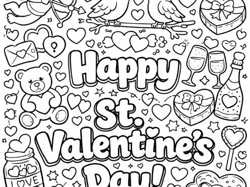 St Valentine's Day Colouring page