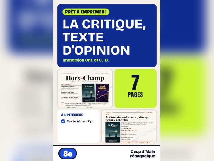 French Immersion Grade 8 Movie and Video Game Review | La critique