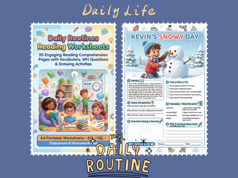 Daily Routines Reading Worksheets