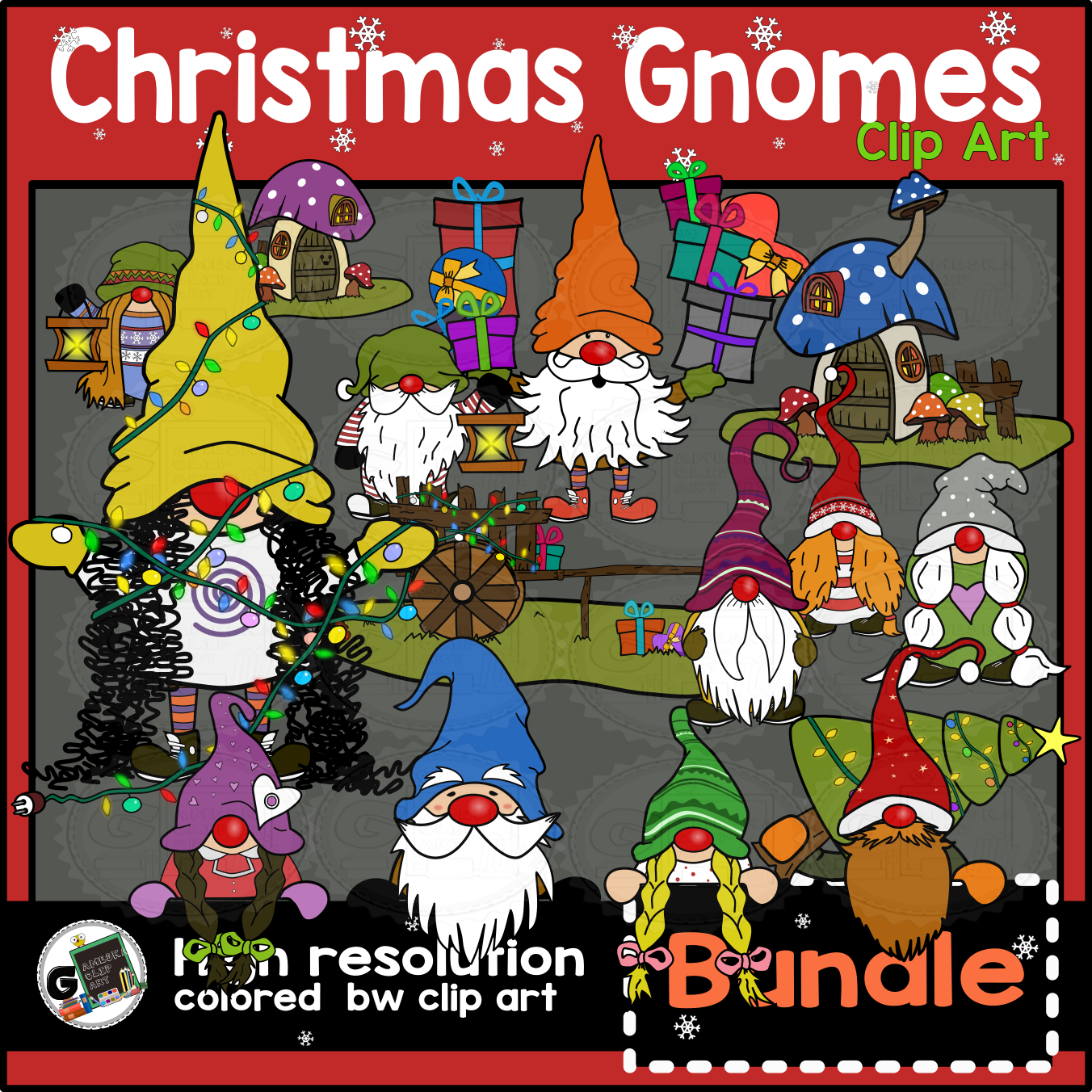 Christmas Gnomes Clip Art Bundle