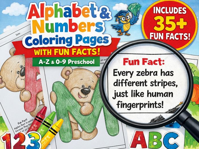 ABC & Numbers Coloring + Fun Facts