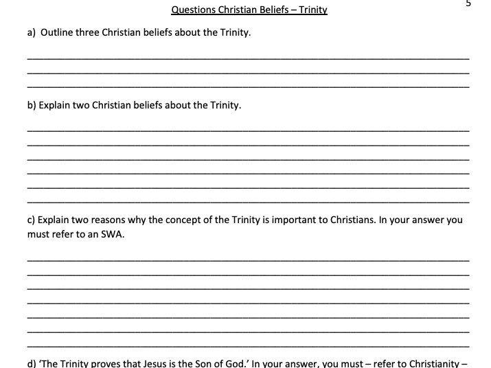 Exam preparation - as a booklet - Christianity and Islam