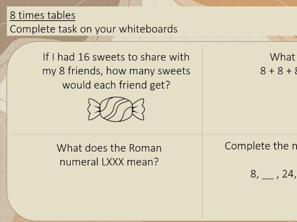 8 times table lesson - complete
