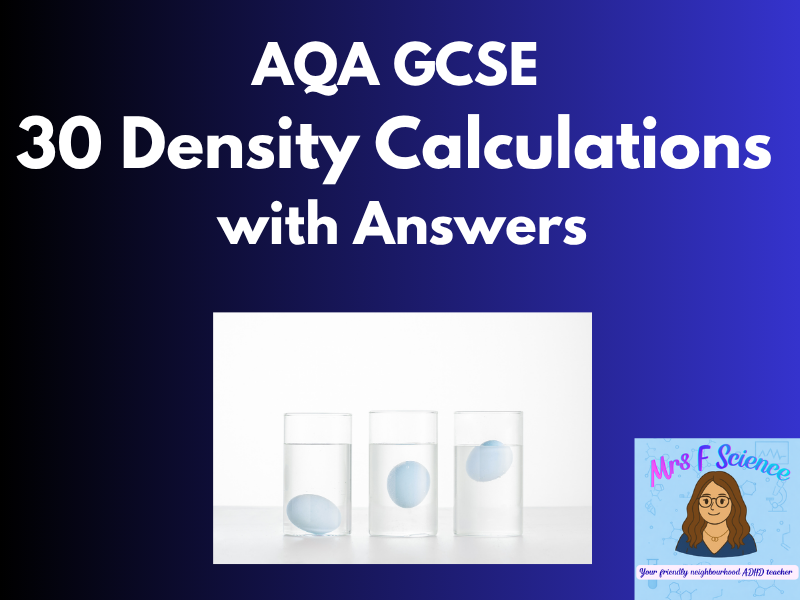 GCSE Physics Density Calculations Worksheet | AQA, Edexcel & OCR | Exam Practice + Answers