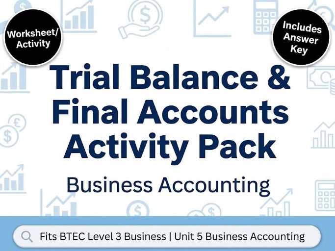 Trial Balance & Final Accounts Activity Pack | Full Walkthrough Fits BTEC Unit 5