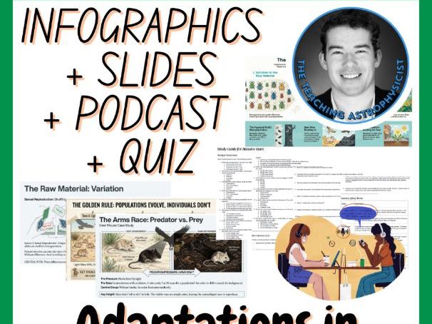Adaptations in Populations | Infographics + Slides + Podcast + Quiz Biology Set