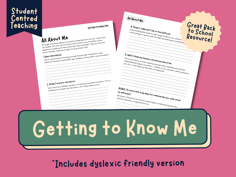 All About Me Student Activity Pack (KS3–4)