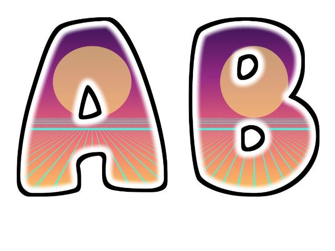 Vaporwave Grid Glow Bubble Letters | Bulletin Board Letters | Classroom Display Pack