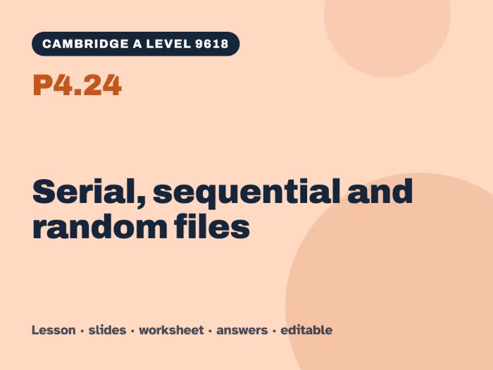 Cambridge A Level Computer Science 9618 – P4.24 Serial, sequential and random files