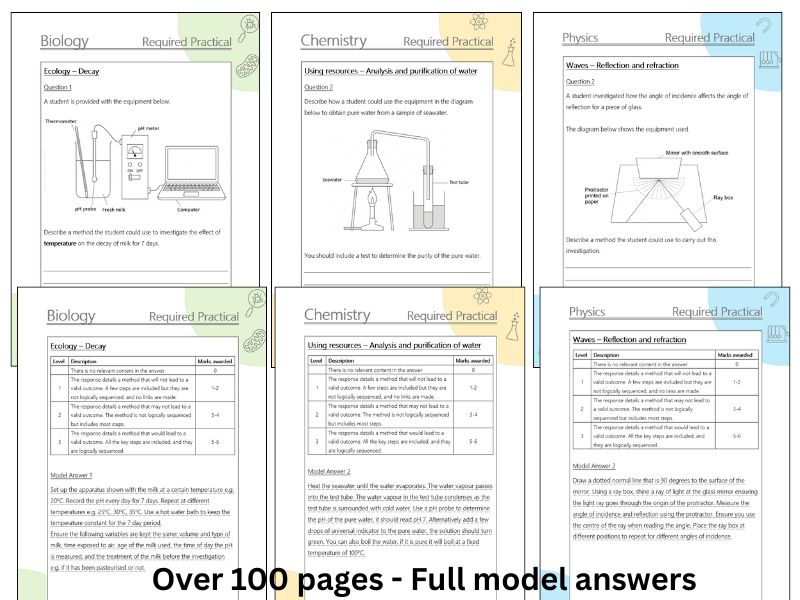 AQA Separate Science Required practicals 300+ marks Extended response