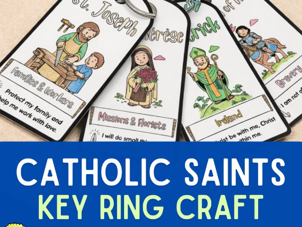 Catholic Saints Interactive Keyring | RE Craft & Biography Activity (20 Saints)