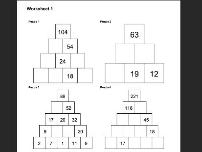 Arithmetic Pyramid Puzzles KS2-KS4, PDF