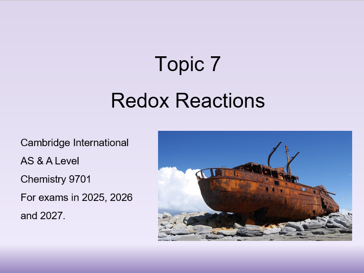 Topic 7 Redox Reactions – CIE AS/A Level Chemistry (9701)