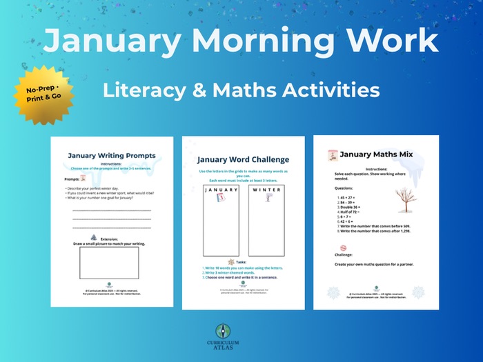 January Morning Work Pack – Literacy & Maths Activities