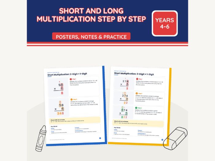 Short & Long Multiplication Posters & Notes
