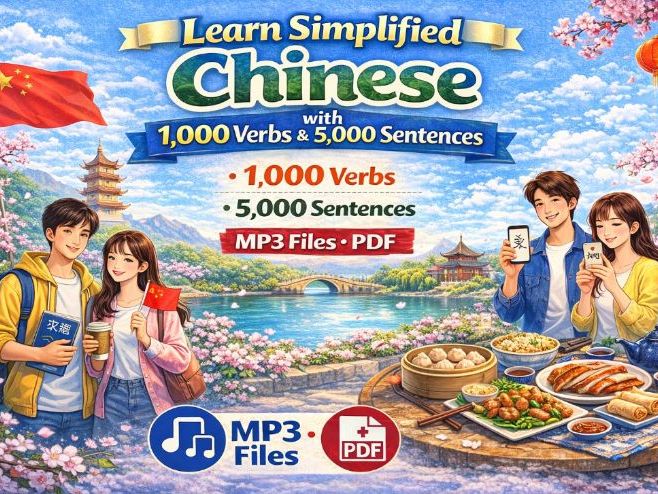 Learn Simplified Chinese with 1,000 Verbs, Conjugation, 5,000 Sentences(MP3 & PDF)