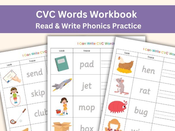 I Can Write CVC Words Workbook | Trace and Write Phonics Activities for Early Learners